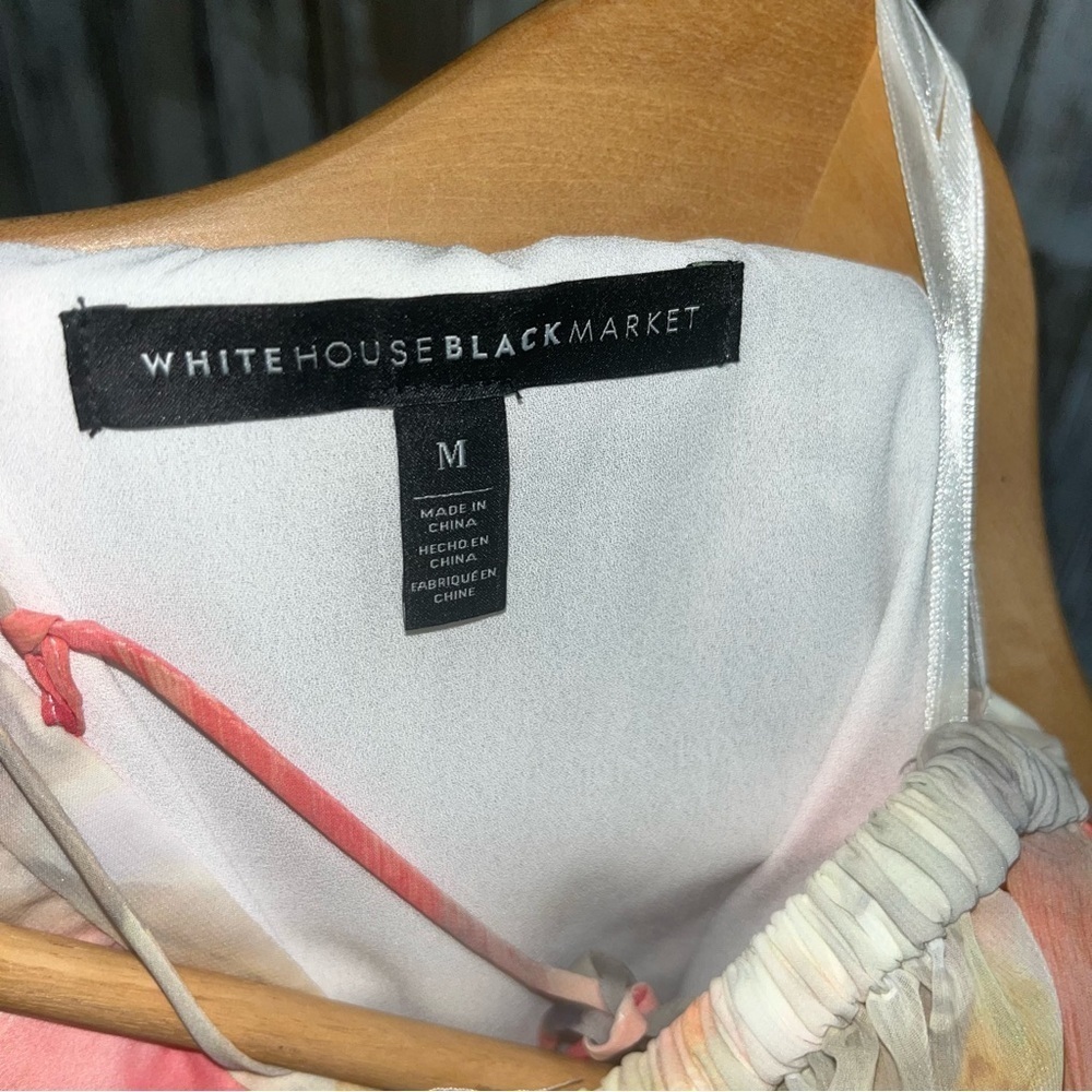 White House Black Market Watercolor Cold Shoulder Blouse - Picture 8 of 8